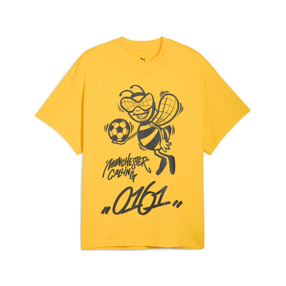 PUMA Hoops X Manchester City Graphic Crew Neck Short Sleeve T-Shirt Mens Yellow