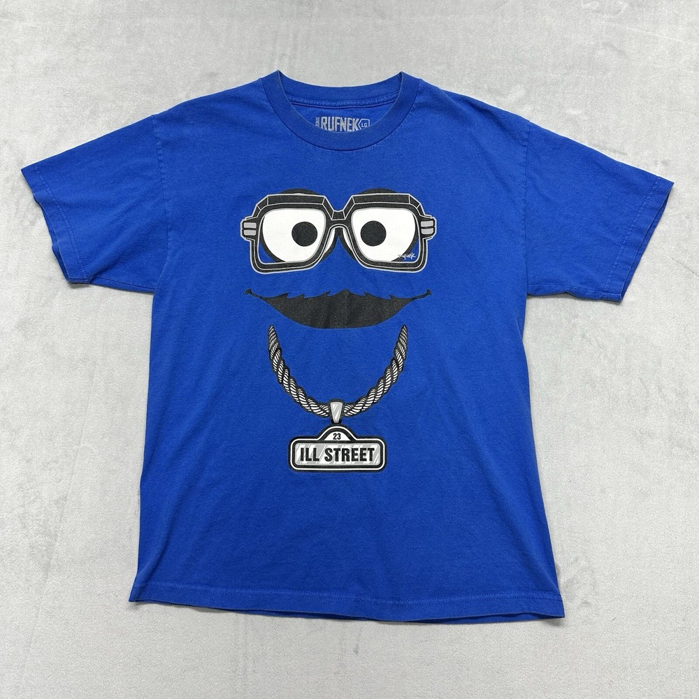Rufnek Ill Street Cookie Monster T Shirt Glasses Chain Gangsta Men’s Large