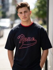 Delta Men’s Black/Red Reno Graphic Print T-Shirt XL Regular Crew Neck