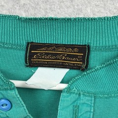 Vintage Eddie Bauer Shirt Mens Large Teal Henley Long Sleeve Knit 80s 90s USA