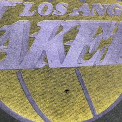 Vintage Starter Los Angeles Lakers T Shirt Men Large Black Faded Distressed NBA