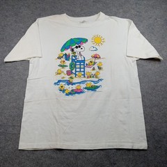 Peanuts Snoopy Shirt Mens 3XL White Graphic Tee Cartoon Lifeguard Beach