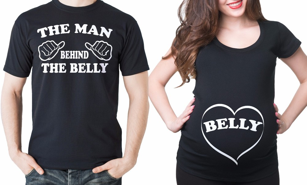 Pregnancy Couple T-shirts Man Behind The Belly and Belly True Maternity T-shirt