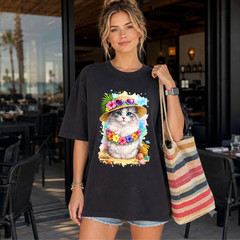 Comfort Colors® Kute Kitten Summer Cat Beach Tropical Vacation Hawaiian T-Shirt