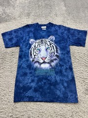 Siegfried & Roy Shirt Adult Medium Blue Tie Dye Graphic White Tiger Crewneck Vtg