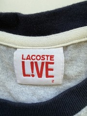 Lacoste L!VE Men’s Layered T Shirt Grey Marl Striped Hem Cotton Size 2 Small S