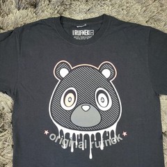 Original Rufnek T-Shirt Mens Large Black Graphic Dripping Bear Short Sleeve Logo