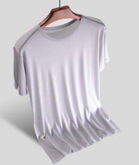 Men’s 100% Silk T-shirt Knitted Crew Neck Short Sleeves Summer Casual Tops Soft