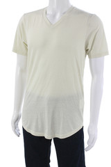 Goodlife Mens Basic V-Neck Ivory T-Shirt Short Sleeve Size M