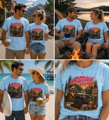 Adventure Awaits Dog Lover Camping Jeep Off Road Golden Retriever Shirt