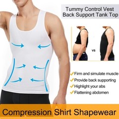 Mens Belly Compression Vest T Shirt Slimming Body Shaper Shapewear Tank Top