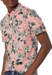 Goodthreads Men’s Standard-Fit Short-Sleeve Printed Poplin Shirt, Pink Floral, L