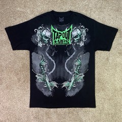 Vintage Tapout MPS Shirt Mens L Black Green Foil Skull Snake MMA UFC Fight Y2K