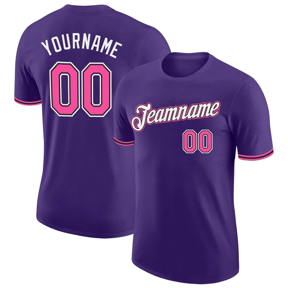 Custom Purple Pink Black Performance T-Shirt Personalized Team Jersey Gift