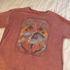 Mighty Fine Men’s Pink California Graphic Crew Neck Cotton Blend T-Shirt L