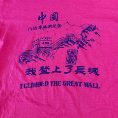 Vintage 80s I Climbed The Great Wall Of China Pink Shirt Size XL Single Stitch