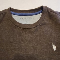 US Polo Assn Luxury Feel Sweatshirt Men M Brown Crew Neck Fleece Pullover Cotton