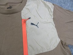 Puma Shirt Mens Small Brown Tan Block Nylon Pocket Outdoor Performance Tee