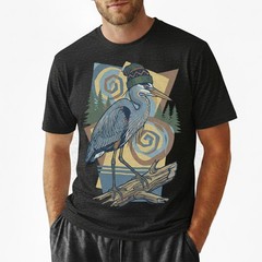 Great Blue Heron T-Shirt Beanie Hat Geometric Outdoor Nature Bird Lover Gift