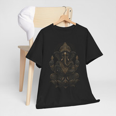Ornate Ganesha Gold Black Hindu Elephant God Graphic T-Shirt