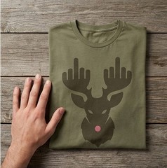 Reindeer Middle Finger Graphic T-Shirt