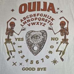 Ouija Shirt Mens Medium White Board Skeleton Graphic Tee Halloween Gothic FLAW