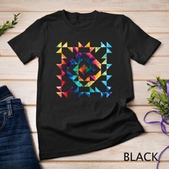 Tie Dye Geometric Shapes Pattern Quilt Block Art – Scandi Folk Unisex T-shirt
