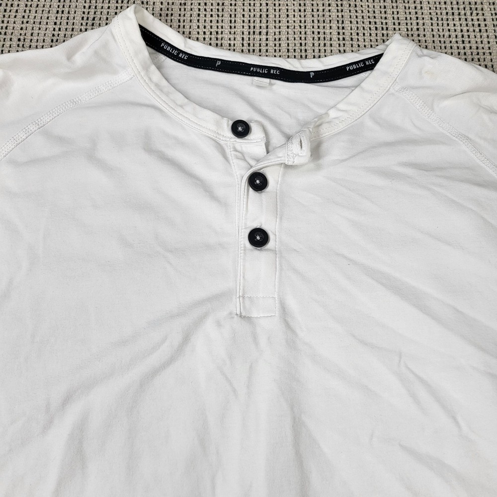 Public Rec Shirt Mens XL White Long Sleeve Henley Jersey Casual Soft Athletic