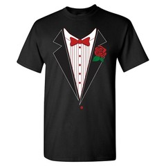 Tuxedo with Rose – Classy Formal Funny Party Bowtie T Shirt