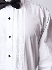 Classic White Pleated Tuxedo Shirt for Men – Formal Wedding & Black Tie Dress Sh