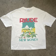 Rhude New Money Graphic Tee White Size Large SS23 Streetwear Luxury