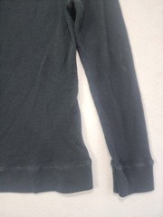 True Religion Thermal Shirt Mens M Black Horseshoe Logo Waffle Knit Henley Neck