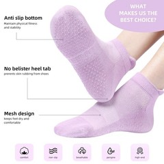 4 Pairs Grip Socks Pilates Socks for Women Non Slip Yoga Athletic for Barre T…