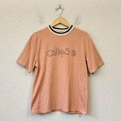 NICHOLAS DALEY Crew Neck T-Shirt Mens Sz M Apricot Calypso Graphic Tee SS Cotton