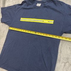 Vintage Microsoft Corporate Promo Tee – Navy Blue Yellow Bar Logo – Size Large