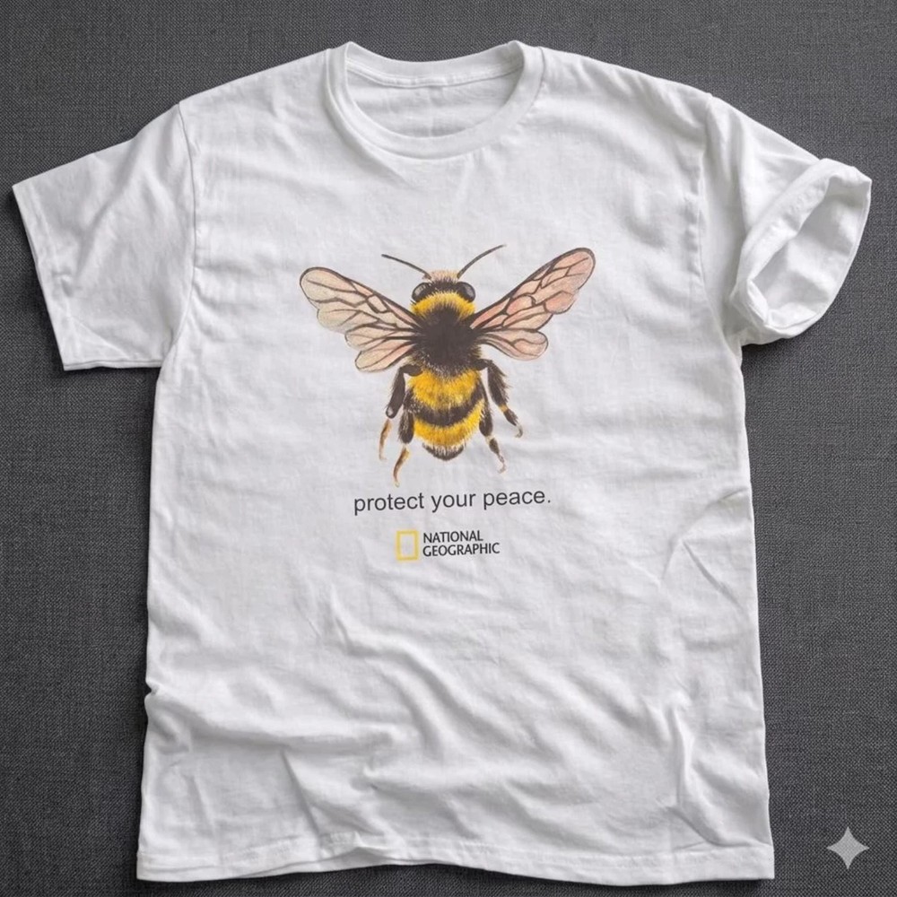 Vintage National Geographic Bee Funny Graphic Tee Unisex T-Shirt Mens Womens