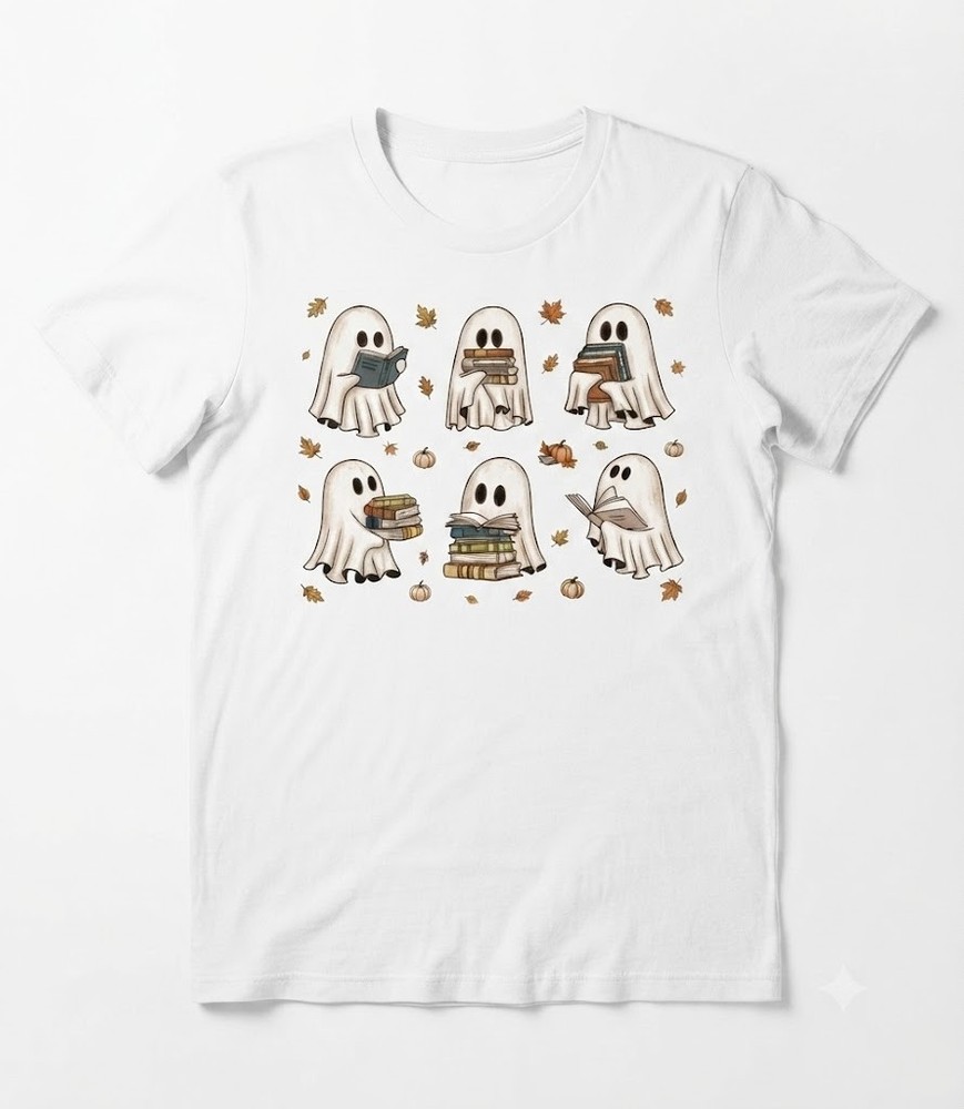 Ghost Reading Books T-Shirt, Bookish Halloween Shirt, Halloween Teacher Gift