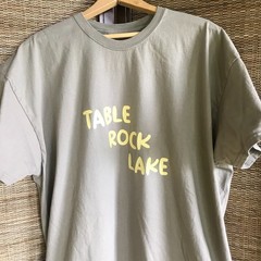 Upcycled Table Rock Lake T-shirt w/ Marinas & Landmarks Light Green Size 2XL