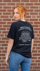 Southside Harley-Davidson 2016 Virginia Beach VA Graphic Black T-Shirt Large