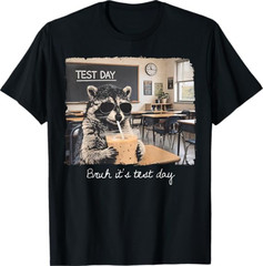 Bruh Its Test Day Funny Raccoon State Testing Day Staar Test T-Shirt