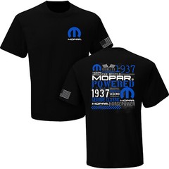 CHECKERED FLAG SPORTS MOPAR POWER 1937 USA MEN’S BLACK TEE SHIRT E1667