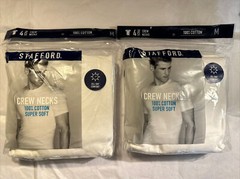 Stafford 8-Pack Men’s 100% Cotton Super Soft Crew-Neck T-Shirts White(Medium Sz)