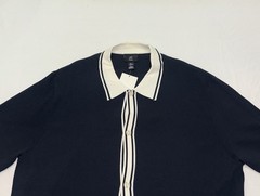 H&M Navy Blue Regular Fit Fine-knit Polo Shirt Size Large