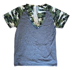 WXYZ Boys Large CAMO Print W Heathered Gray Hooded Tshirt