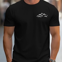 Men Summer 100% Cotton Mountain Pattern Casual Loose Plus Size T-Shirt