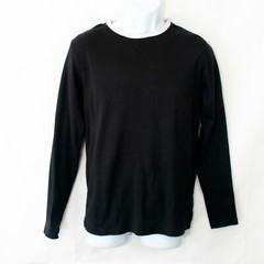 Lindbergh Contrast T Shirt Mens Small S Black Long Sleeve Cotton Casual H06