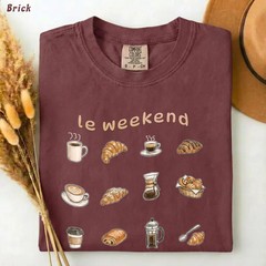 le weekend Coffee Croissant Comfort Tee Shirt Relaxed