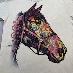 y2k The Mountain Horse T Shirt Mens XL Light Tie Dye Colorful Center Graphic
