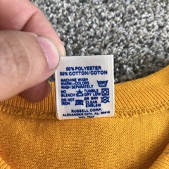 Vintage Russell Athletic Football Jersey Shirt Mens Large Yellow 3/4 Sleeve