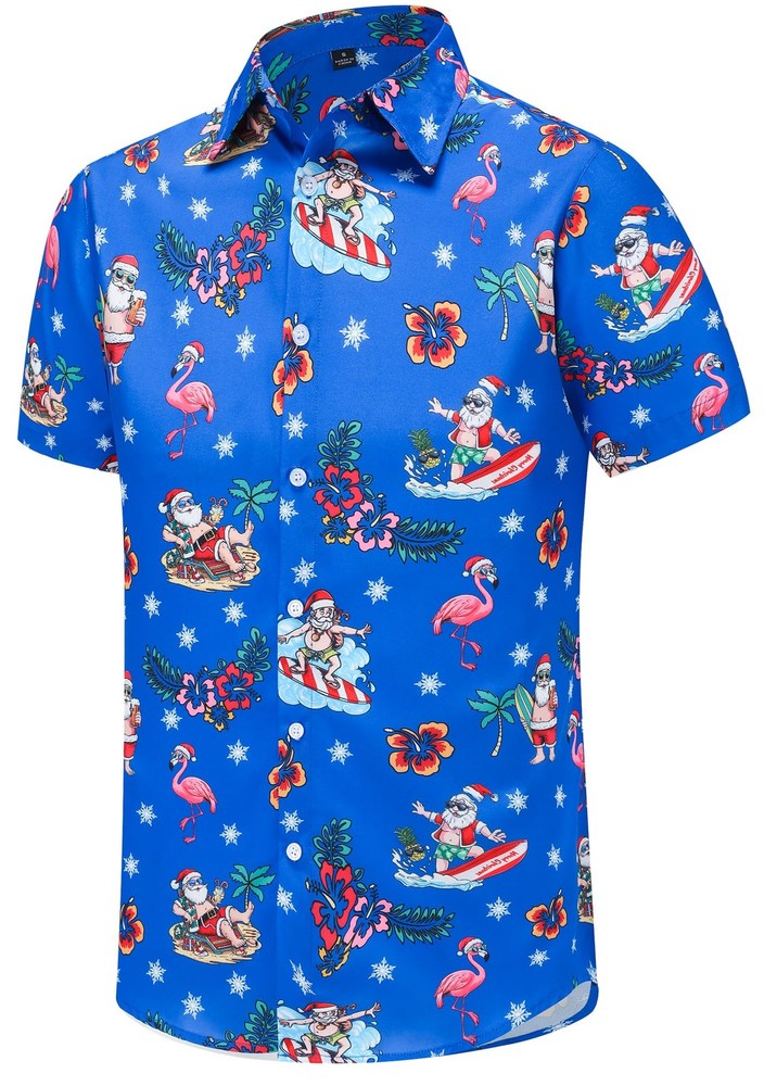 Christmas Shirts for Men Short Sleeve Funny Christmas Shirts for Men Santa Claus